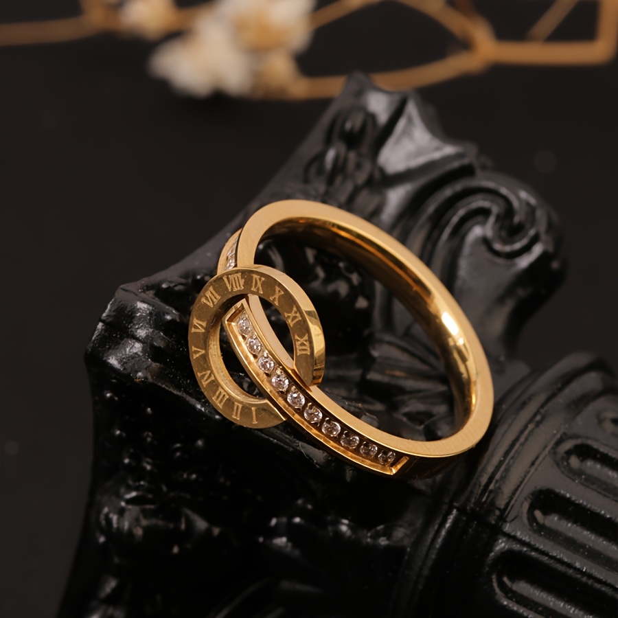 Double-Ring Number Ring with Synthetic Zirconia, Trendy